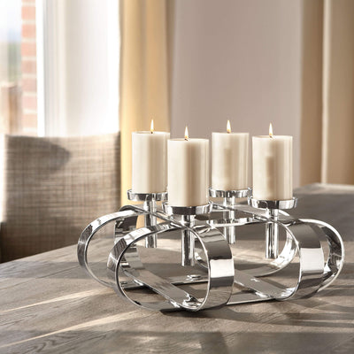 Fink Gorden Candle Holder Advent Wreath 4 Flame Aluminium, nickelpläterad, krom, silver