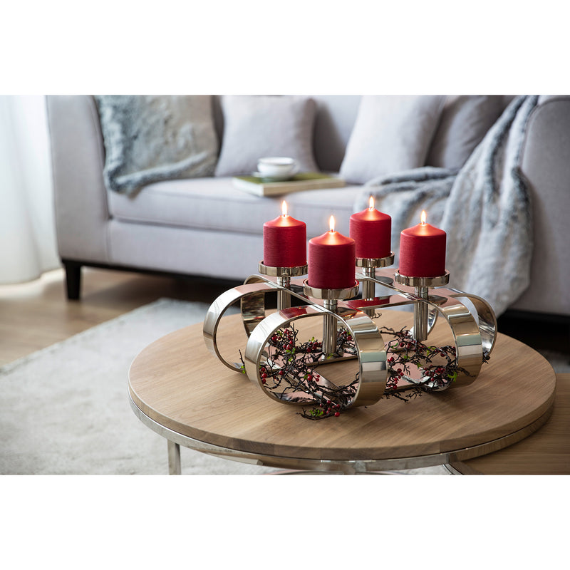 Fink Gorden Candle Holder Advent Krans 4 Flame Aluminium, Nikkel -plated, Chrome, Silver