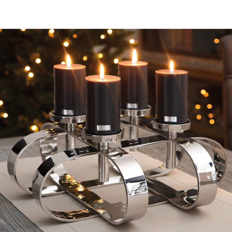 Fink Gorden Candle Holder Wewnień Adwent 4 Flame Aluminium, nikiel, chrom, srebrny