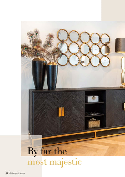 Richmond Interior's Desk Blackbone Brass 1 tiroir (Rustique noir)