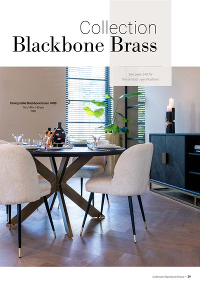 Richmond Wewnętrzny stół jadalny Blackbone Brass 220 (czarny rustykalny)