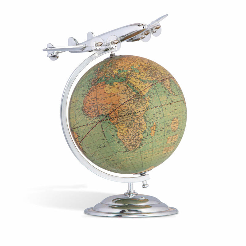 Authentic Models Flugzeugmodell mit Globus On Top of the World, Aluminium, AP108-www.Stil-Ambiente.de-AUM0AP108