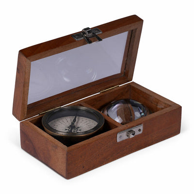 Authentic Models The Darwin Gift Box, 2-tlg., Kompass, Fischaugen-Lupe, Dekoration, Holz / Messing / Glas, GB001-www.Stil-Ambiente.de-AUM0GB001