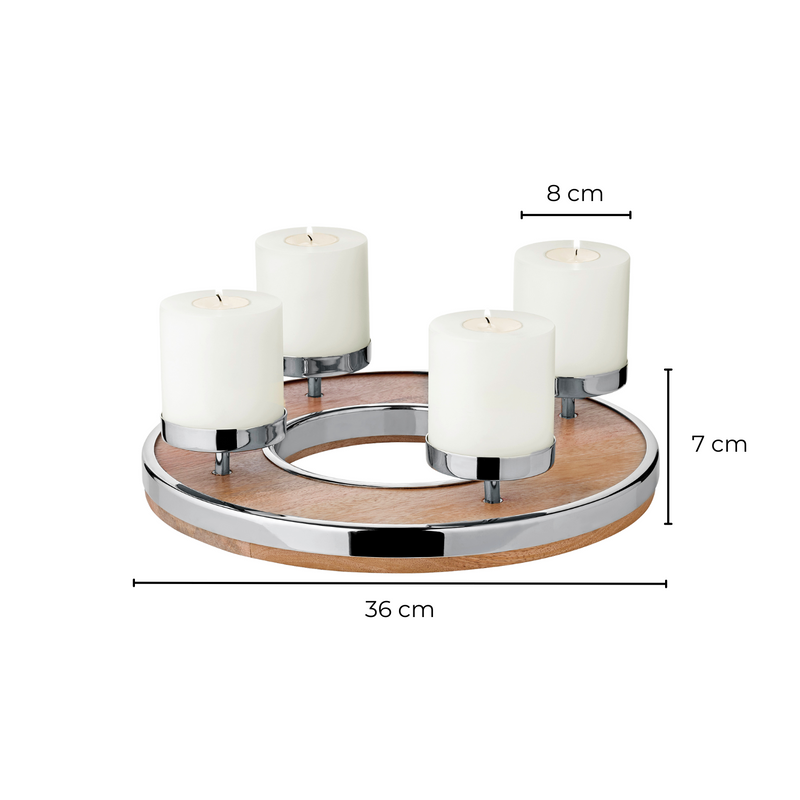 Edzard Adventskranz Jale (Ø 36 cm), Mangoholz mit Edelstahlrand-4250076176918-www.Stil-Ambiente.de-7691