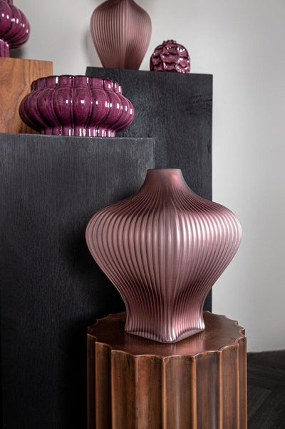 Ptmd Halde Purple solid glass vase ribbed organic wide-8720014795632-www.Stil-Ambiente.de-716350