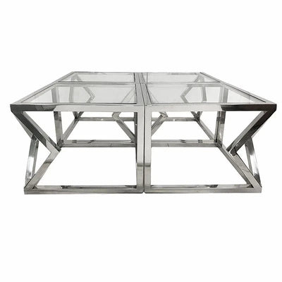 Hazenkamp Couchtisch Elton 112x112x43cm Silber Klarglas-9509896645650-www.Stil-Ambiente.de-109563