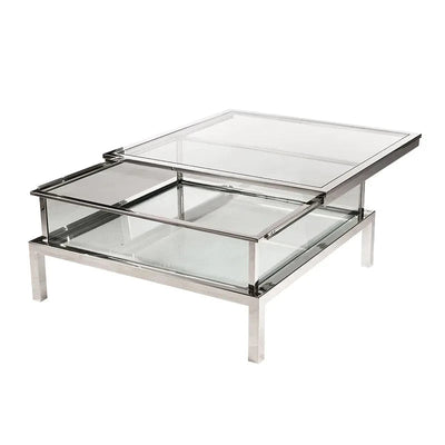 Hazenkamp Couchtisch Farley 100x100x40cm verschiebbar silber Glas-9509896845432-www.Stil-Ambiente.de-109561