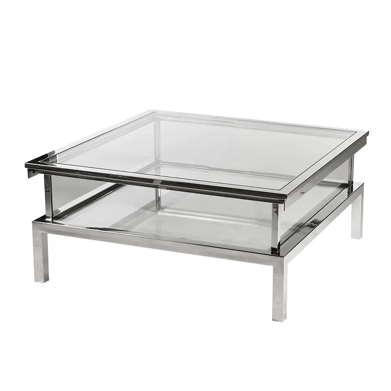 Hazenkamp Couchtisch Farley 100x100x40cm verschiebbar silber Glas-9509896845432-www.Stil-Ambiente.de-109561