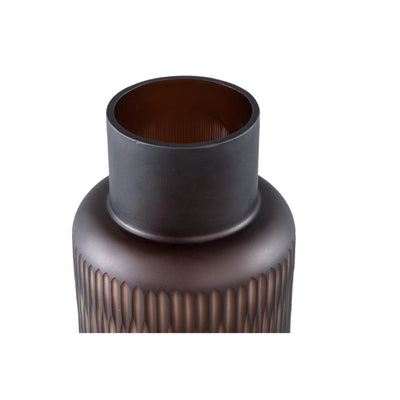 Ptmd Hivvay Brown carved glass vase with border middle-8720014946706-www.Stil-Ambiente.de-721815