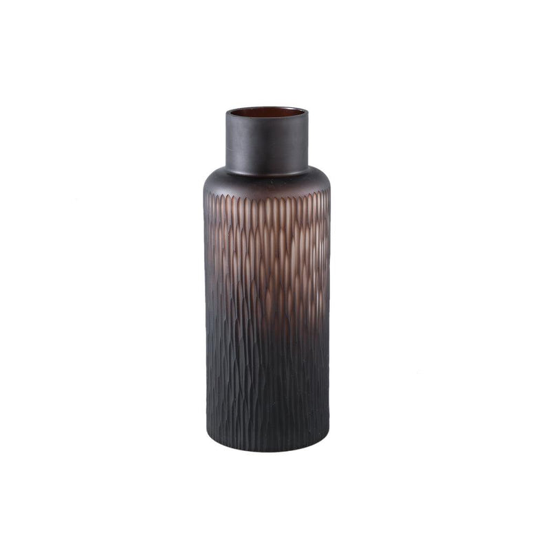 Ptmd Hivvay Brown carved glass vase with border middle-8720014946706-www.Stil-Ambiente.de-721815