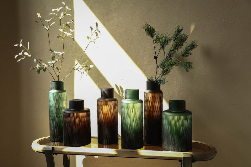 Ptmd Hivvay Green carved glass vase with border high-8720014946669-www.Stil-Ambiente.de-721811