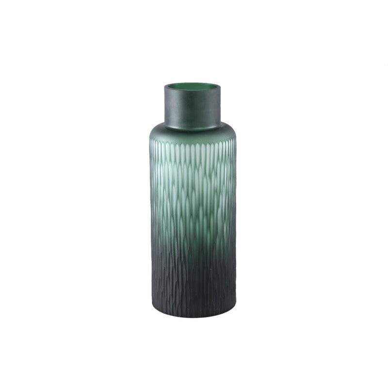 Ptmd Hivvay Green carved glass vase with border middle-8720014946676-www.Stil-Ambiente.de-721812