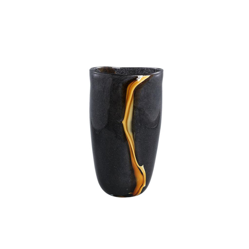 Nicho Black glass vase with gold stripe round-8720014719348-www.Stil-Ambiente.de-713403