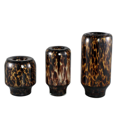 Ptmd Vika Brown glass vase dotted pattern round L-8720014550385-www.Stil-Ambiente.de-707230