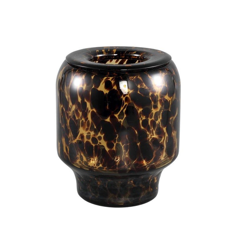 Ptmd Vika Brown glass vase dotted pattern round S-8720014550446-www.Stil-Ambiente.de-707232