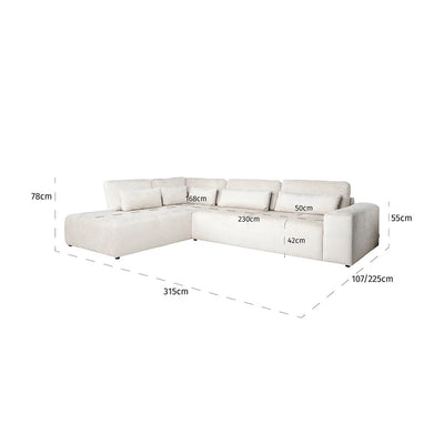 Richmond Interiors Sofa Couch Lund 3 seater + ottoman right cream fusion