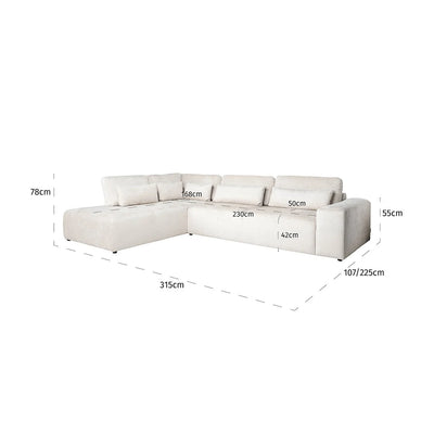 Richmond Interiors Sofa Couch Lund 3 Sitzer + Ottoman Right Cream Fusion