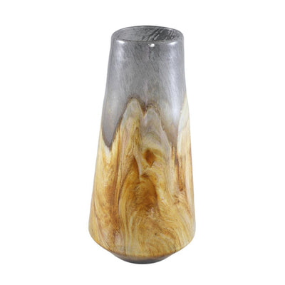 Saman Amber solid glass vase yellow wavy round L-8720014795847-www.Stil-Ambiente.de-716357