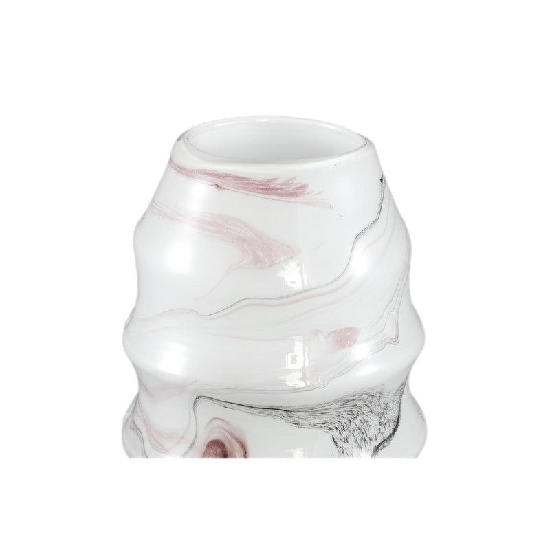 Ptmd Tiffney White glass vase black and pink marble-8720014816566-www.Stil-Ambiente.de-717055