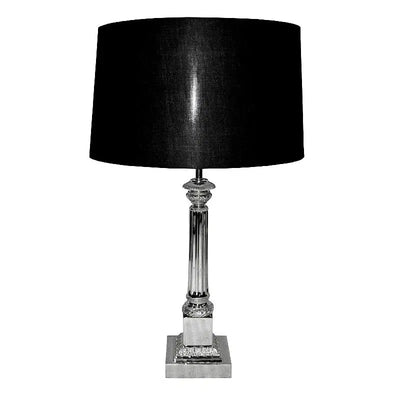 Tischlampe 18x18x67cm mit schwarzem Schirm silber klassisch-9509426472329-www.Stil-Ambiente.de-112585