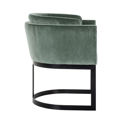 Richmond Interiors Esszimmerstuhl Samt Design Arm Chair Fire Retardant Sand Green White Chenille-Esszimmerstuhl-Stil-Ambiente-